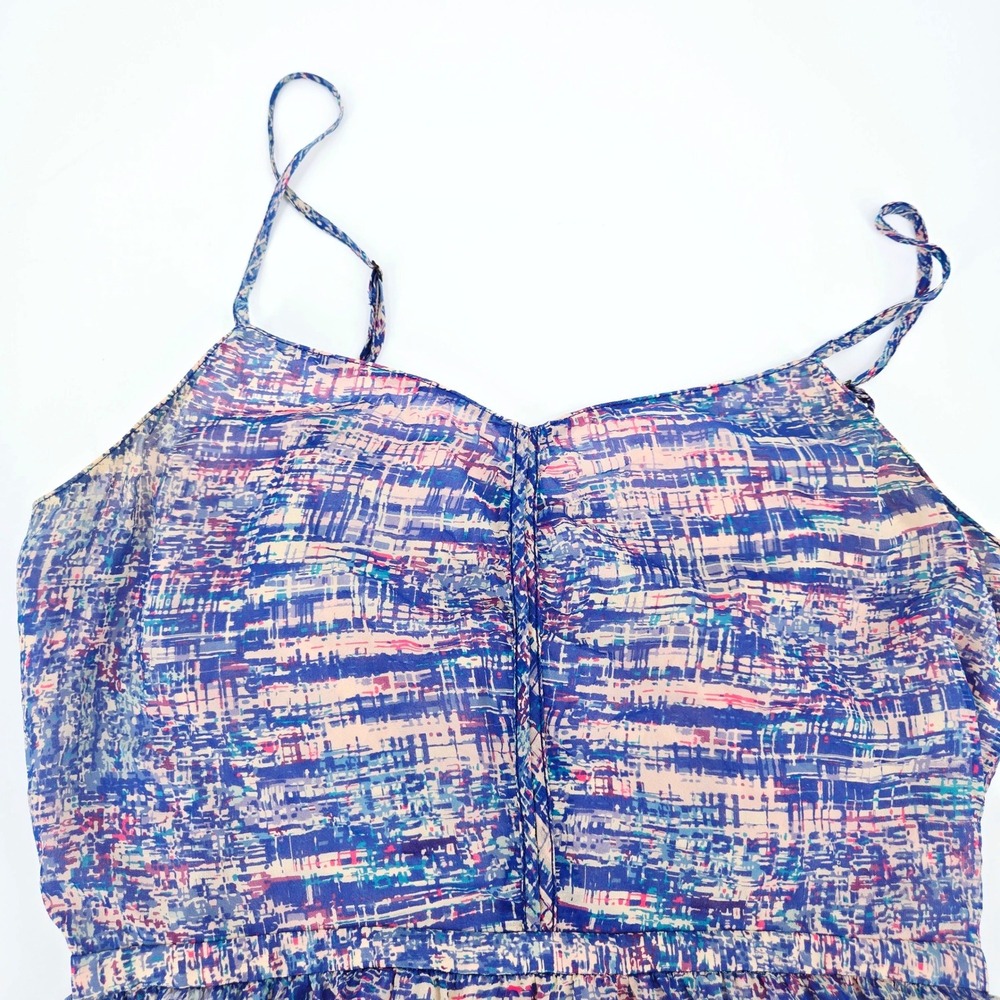 Broadway & Broome 100% Silk Abstract Print Mini Dress Blue Pink Size 6 - Picture 6 of 10